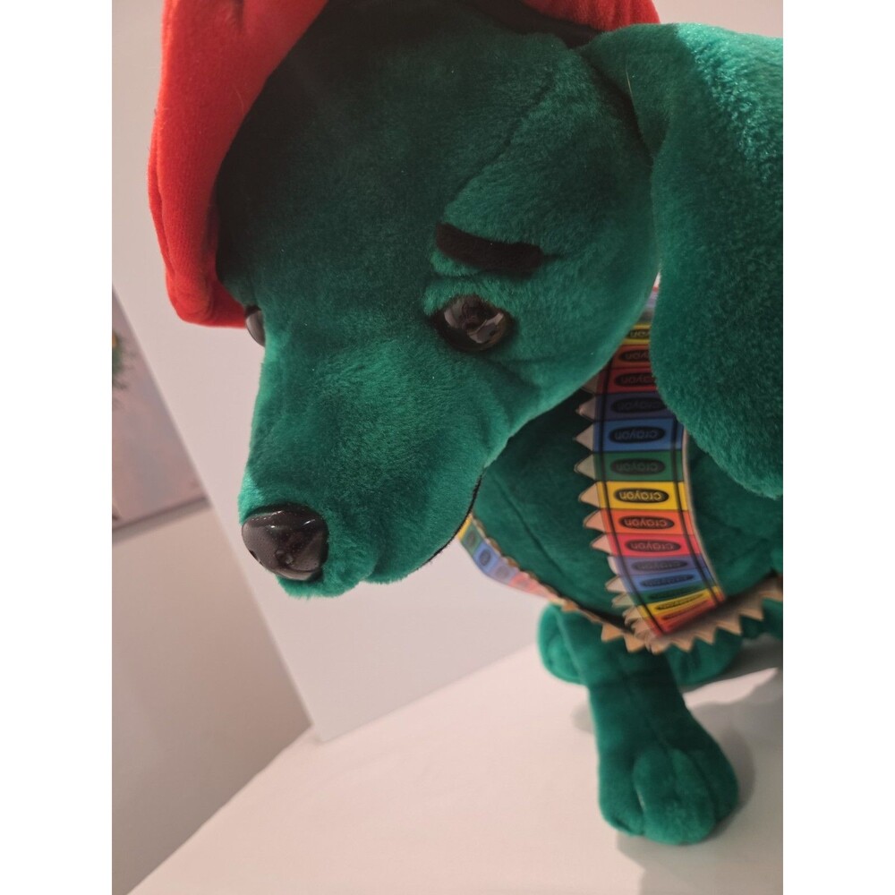 Vtg 24" Nanco 2000 Bright Green Chihuahua Plush Dog Crayon Bandolier Red Beret - Picture 4 of 12